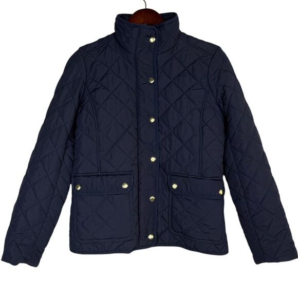 J.Crew Long Sleeve Snap Buttons Zip Up Quilt Field Jacket Patch Pockets XS Black - Picture 12 of 15